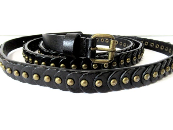 black extra long leather belt, womans Leather bel… - image 3