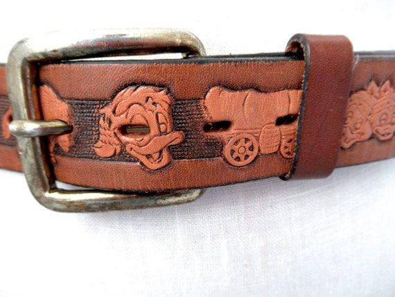 Vintage Disney cowboy or cowgirl leather belt, ta… - image 7