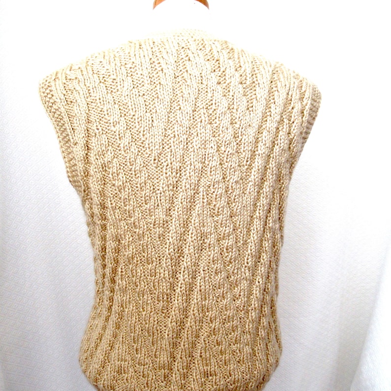 sleeveless sweater boys mans knit vest mans beige knit vest womans beige knit vest vest size S Hand knit beige vest V neck knit vest