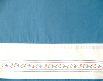 Vintage Laura Ashley Full Flat Sheet, Floral Beige Edging