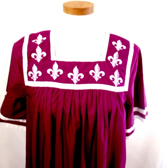 Vintage Muumuu dress, size PS, purple white dress… - image 2