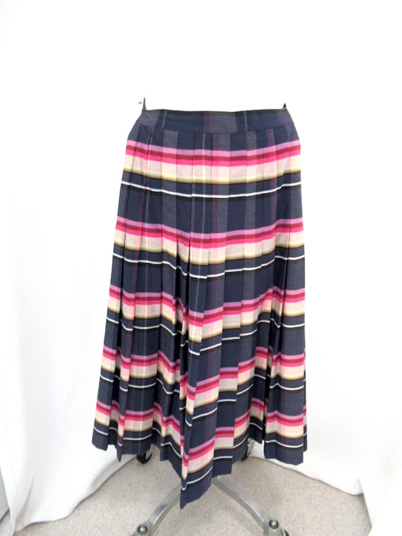 Elizabeth Arden cotton silk pleated skirt, stripe 