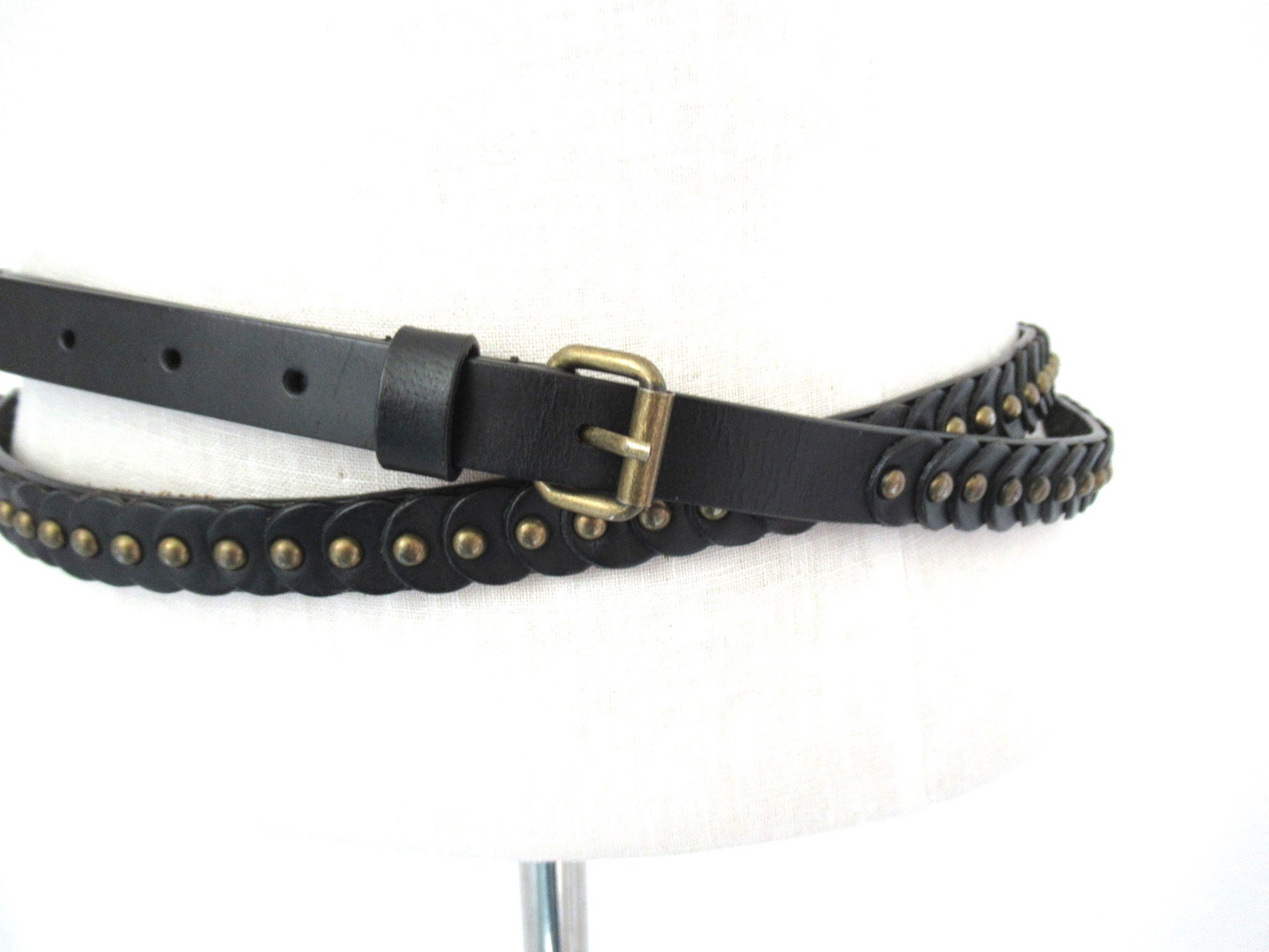 Black Extra Long Leather Belt, Womans Leather Belt, Belt With Brass