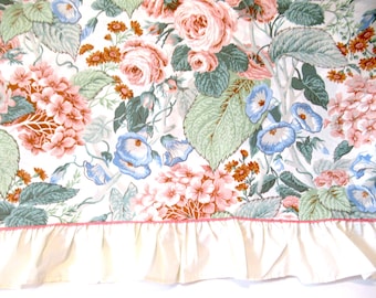 vintage twin bed flat floral sheet NOS, country bed sheet, twin bed size, floral bed sheet, poly cotton fabric, Wamsutta sheet