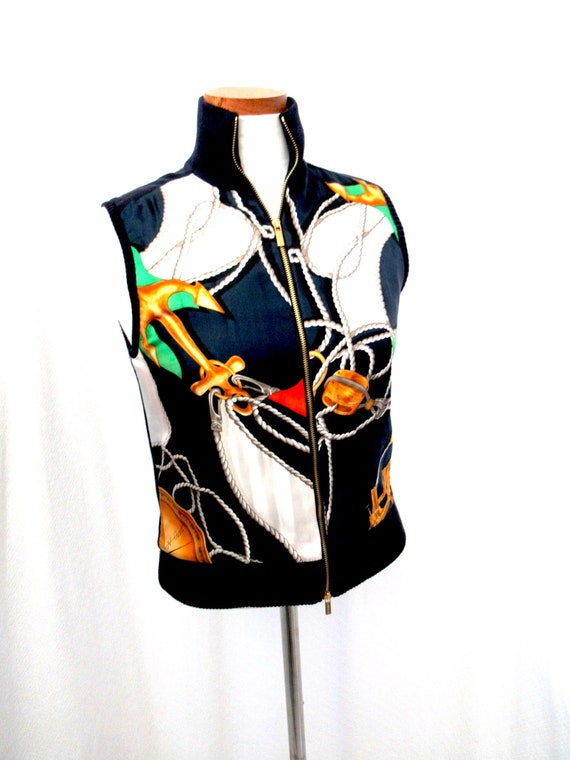 Ralph Lauren zip front vest size PS, silk front ve