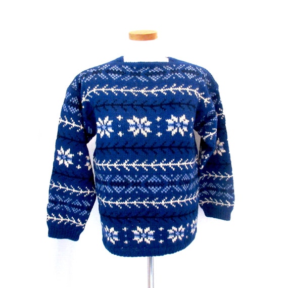 Vintage Norwegian sweater, Pure Wool, hand knit s… - image 2