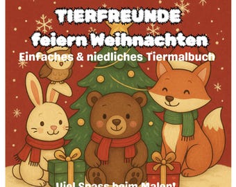 Animal Lovers Celebrate Christmas – Coloring Book for Children | Christmas Coloring Book Animals | Instant Download PDF (A4, US Letter, Square)
