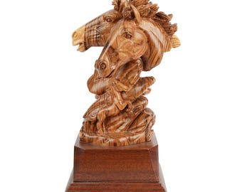 Horse duo made of olive wood – Hand-carved sculpture from Bethlehem (26 cm)