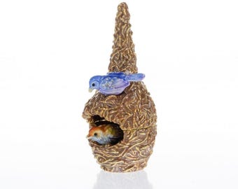 Two love Birds in a nest Trinket Box