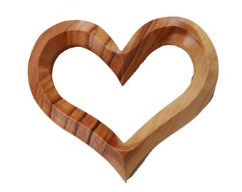 Olive wood heart in a modern shape, 7 x 6.50 cm