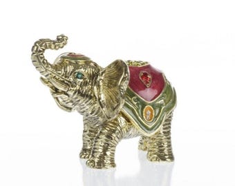 Gold Elephant Trinket Box Decorated with Swarovski Crystals