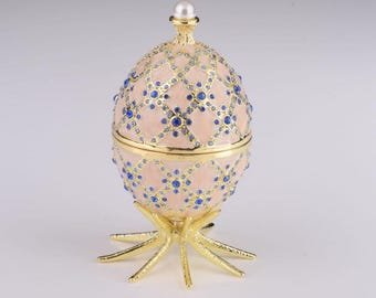 Pink Faberge Egg with Clock Inside