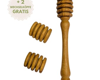 Olive wood honey spoon with two replacement heads