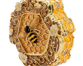 Trinket Box Honeycomb with a Bee Queen on top