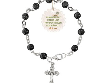 Bracelet with round hematite beads – Handmade in Bethlehem