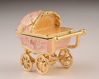 Pink Baby Carriage Trinket Box