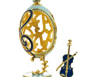 Treble Clef Faberge Egg with Violin Surprise