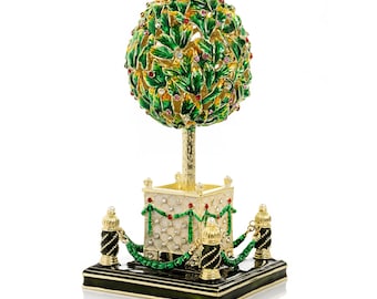 Bay Tree Faberge Egg with Colorful Crystals