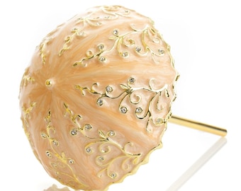 Pink Umbrella Trinket Box Handmade with Swarovski Crystals