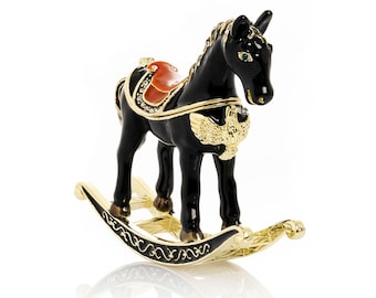 Black & Gold Vintage Rocking Horse Trinket Box