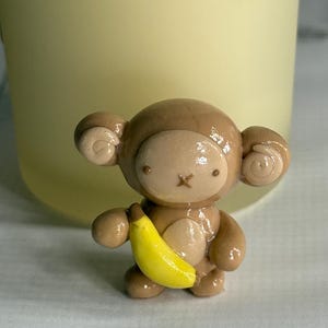 Handmade Monkey Clay charm or Keychain - Banana Monkey