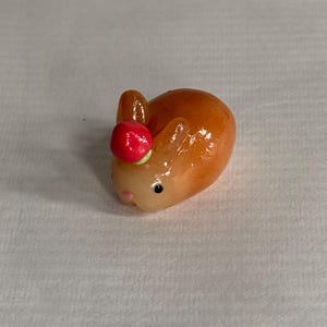 Clay strawberry bunny charm or keychain - handmade