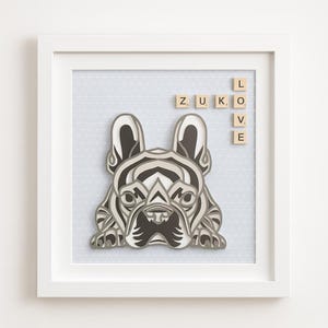 French Bulldog Custom Shadow Box | Frenchie Personalised Dog Memorial Gift | Pet Portrait Wall Art | Dog Lover Gift | Handmade Keepsake
