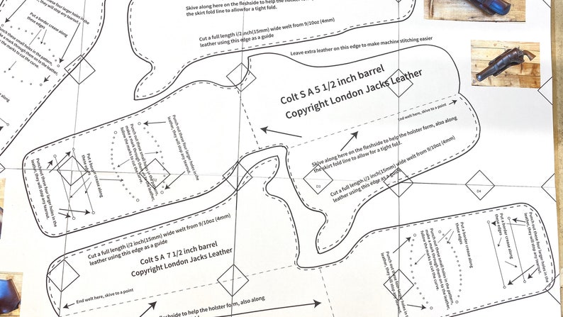 Digital PDF Pattern Set for the Wyatt Earp Mexican Loop Tombstone holster.For you to make one yourself image 3