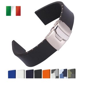 Bonetto Cinturini Italy 300L Rubber Watch strap vulcanized Rubber band for 18mm 20mm 22mm