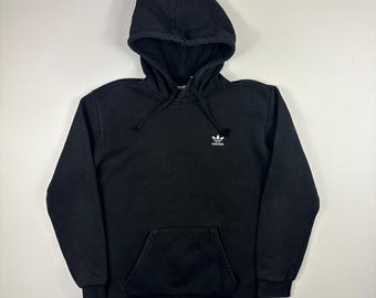 Adidas Originals Men's Trefoil Essentials Black Fleece Hoodie - Size Uk M #1011