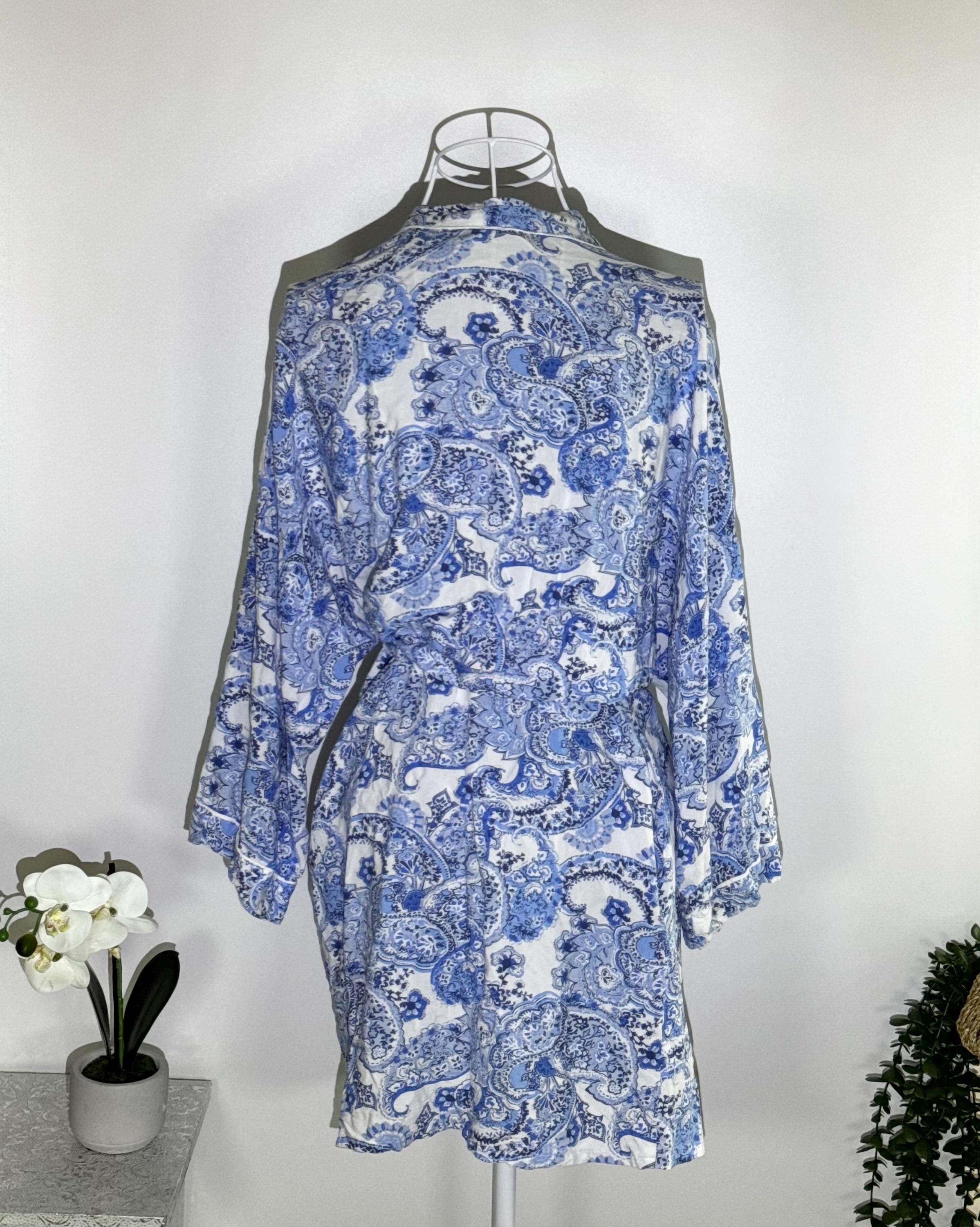 blue floral dressing gown Floral Blue Kimono Dressing Gown Long Kimono Robes Blue Poppies