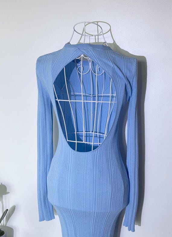 Stunning Zara Light Blue Ribbed Long Sleeve Open Back Dress - Size Uk M - New - Etsy Stunning Zara Light Blue Ribbed Long Sleeve Open Back Dress - Size Uk M - New - Etsy