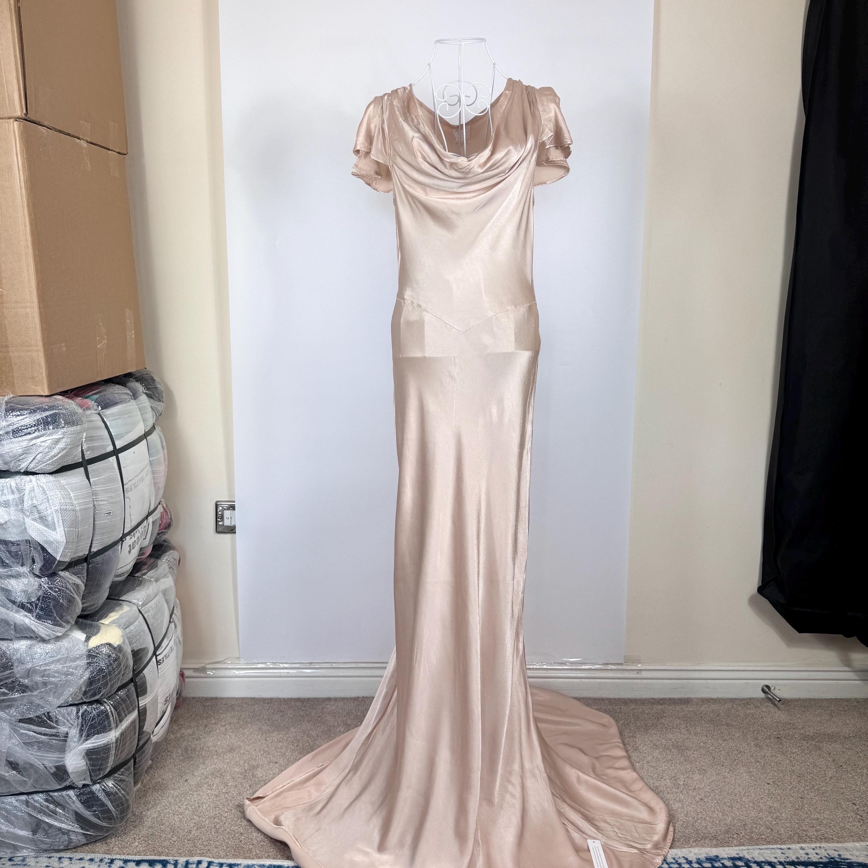 casual bridesmaid dresses for beach wedding Mixed Boho Summer Beige Tags Nine Lives Bazaar Deep V-Neck Long-Sleeve Fitted Size:S_P
