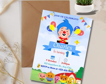 Plim Plim Geburtstagseinladung, Druckvorlage, Einladungsvorlage, erster Geburtstag, Plim Plim Geburtstagsvorlage, Plim Plim Einladung