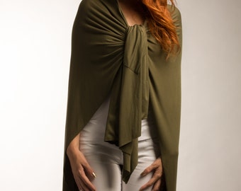 Poncho, Hooded Poncho with Pockets, Snap closure, Multifunctional, Shawl Scarf Viscose, Fall Fashion