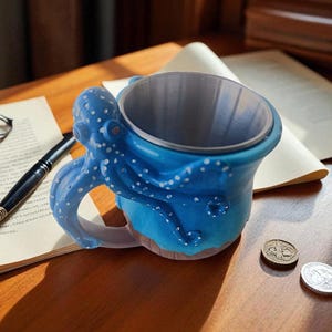 Handmade Strange Octopus Coffee Mug Cool Ceramic Ocean Creature Octopus Cup for Office Use