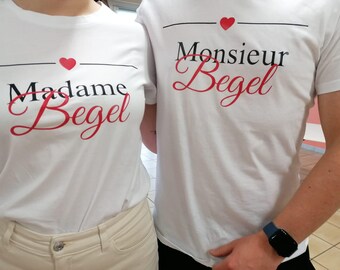 Set "Just Married" T-shirts voor koppels – gepersonaliseerd Mr. & Mrs. | Cadeau voor na de bruiloft | Cadeau voor pasgetrouwden | T-shirtduo
