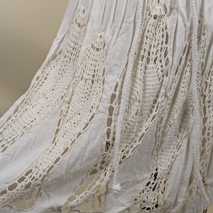 90's anthropologie white cotton fish crochet skirt image 3