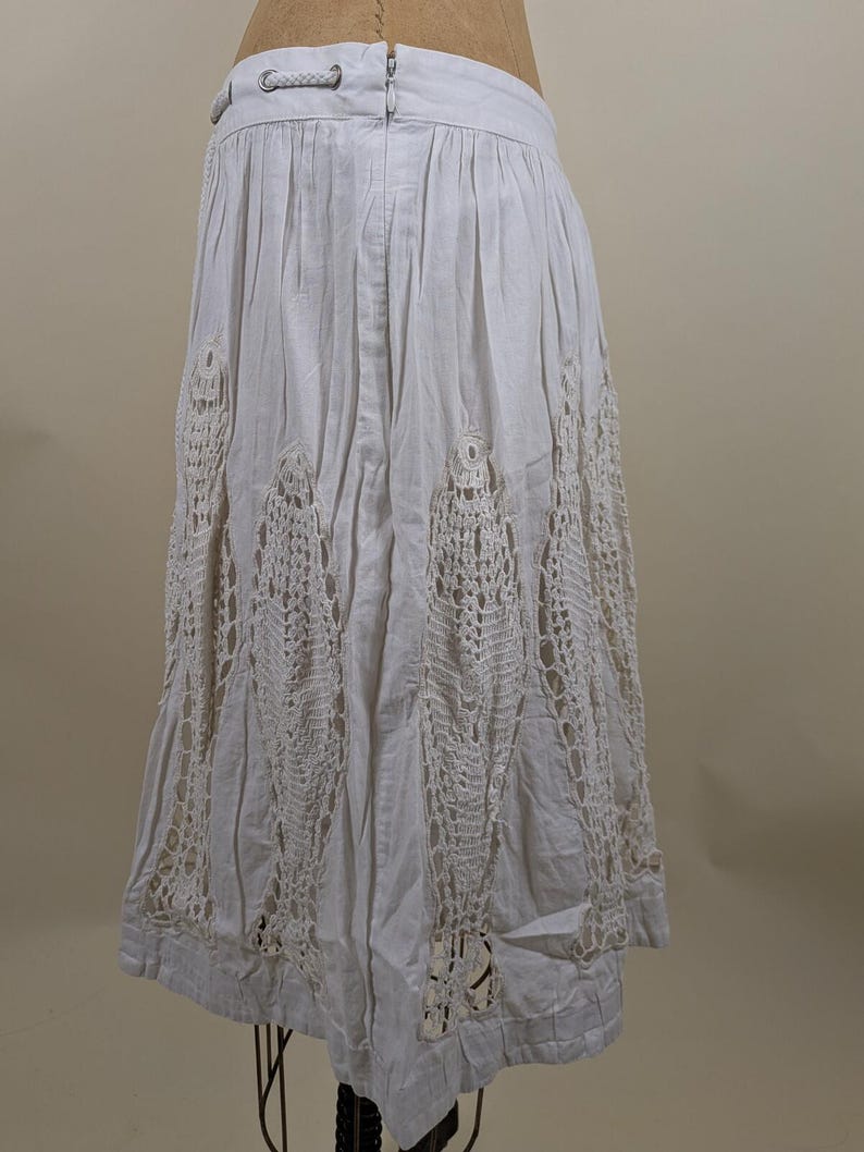 90's anthropologie white cotton fish crochet skirt image 4