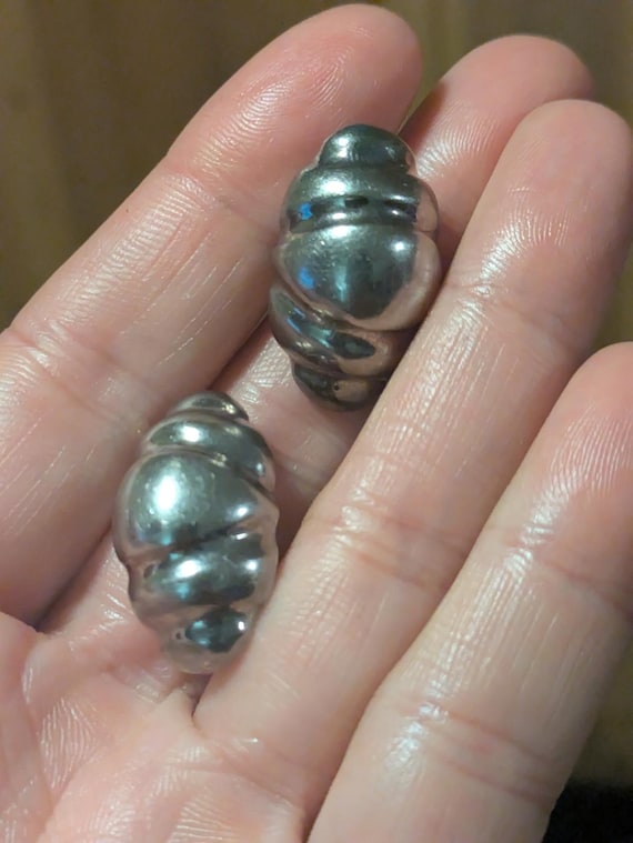 1990's sterling silver croissant stud earrings