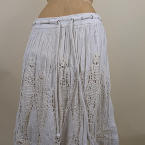 90's anthropologie white cotton fish crochet skirt image 1