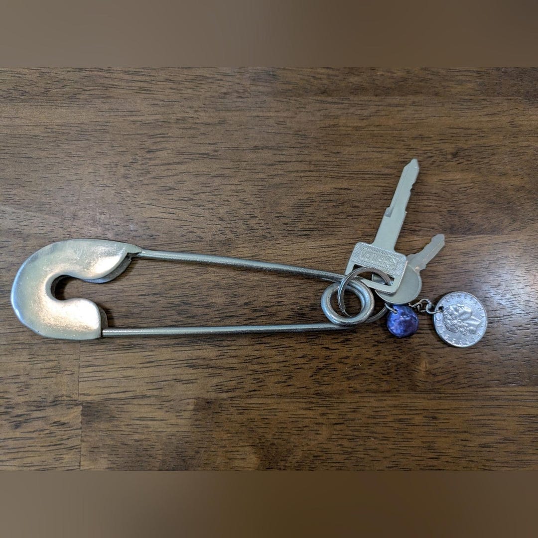 Silver Safety Pin Keychain With Keys Skirt Charm - Etsy