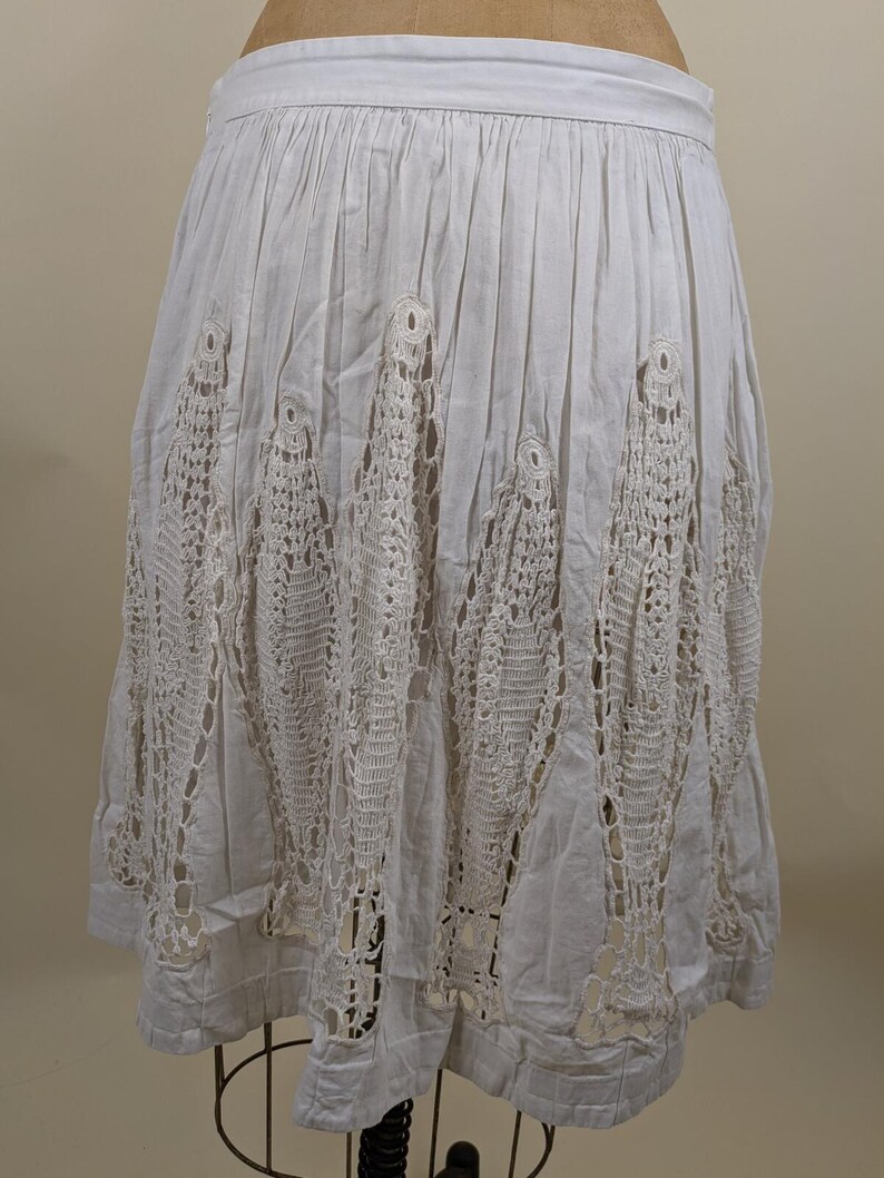 90's anthropologie white cotton fish crochet skirt image 5
