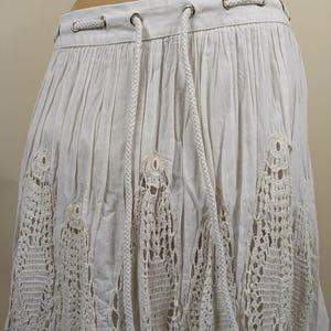 90's anthropologie white cotton fish crochet skirt image 2