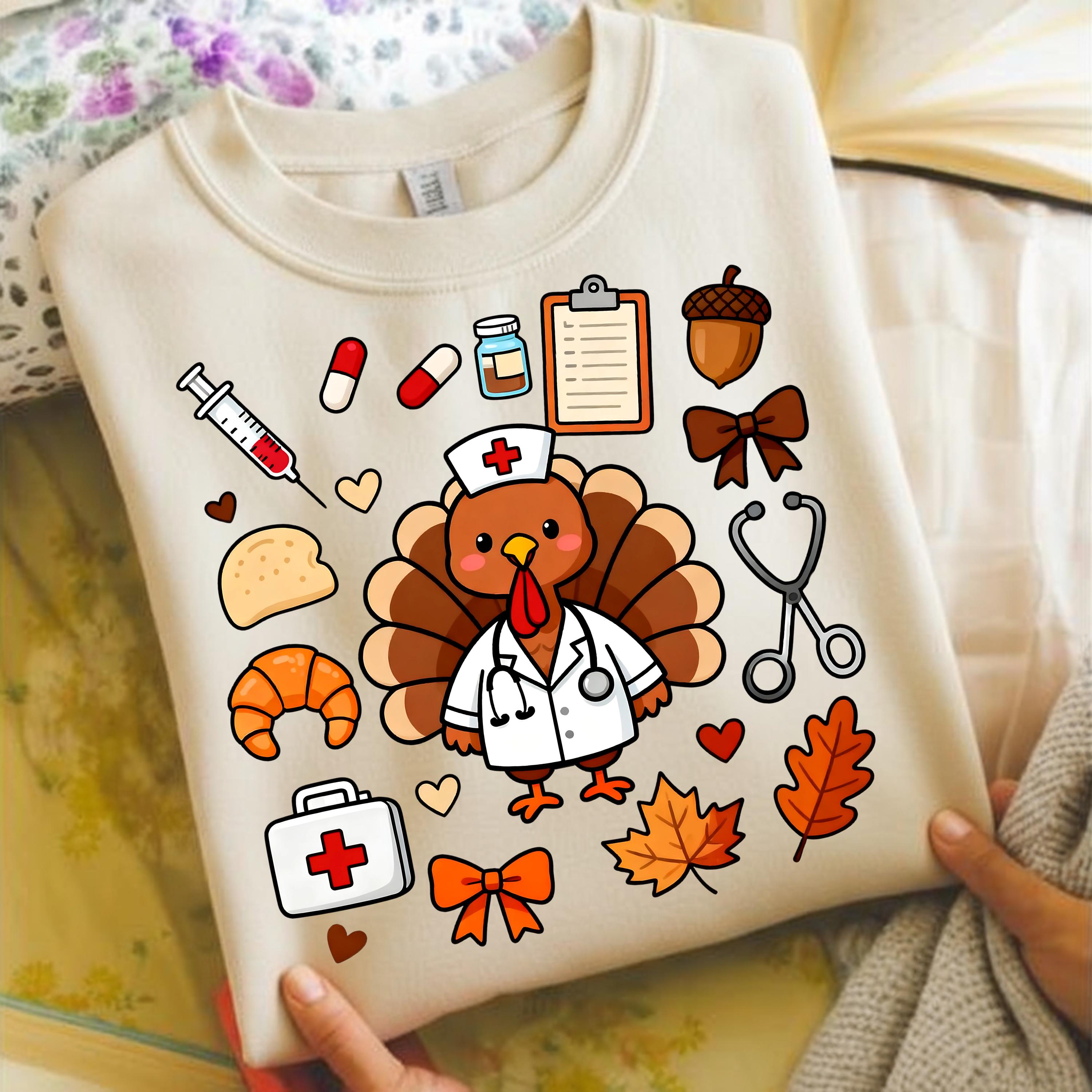 Nurse Thanksgiving Png, Coquette Fall Nurse Png, Thanksgiving Png, Fall Thanksgiving Nurse Sublimation, Nurse Fall Png, Nurse Turkey Png