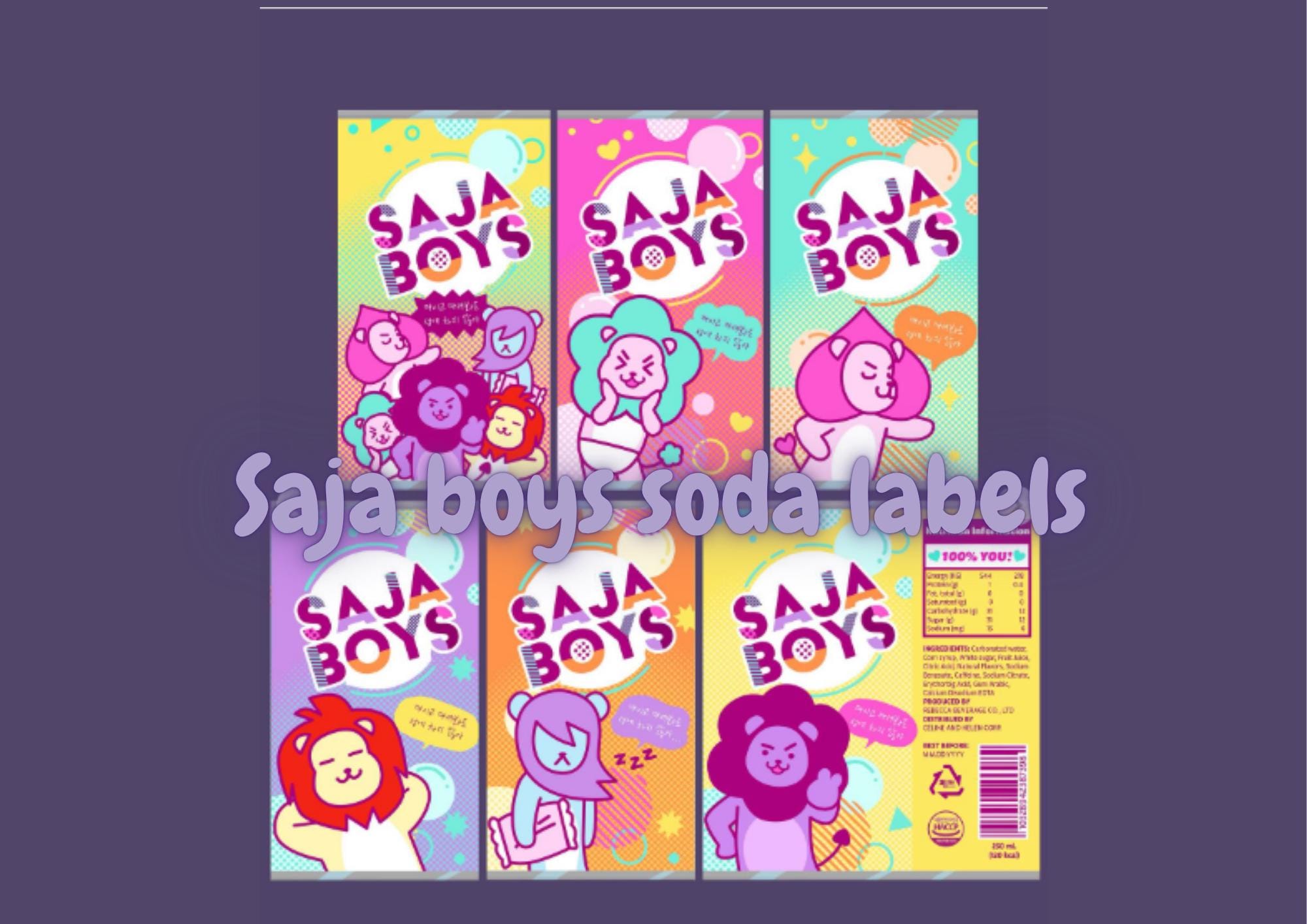 Saja Boys K Pop Demon Hunters Soda Pop Labels -movie Inspired -set