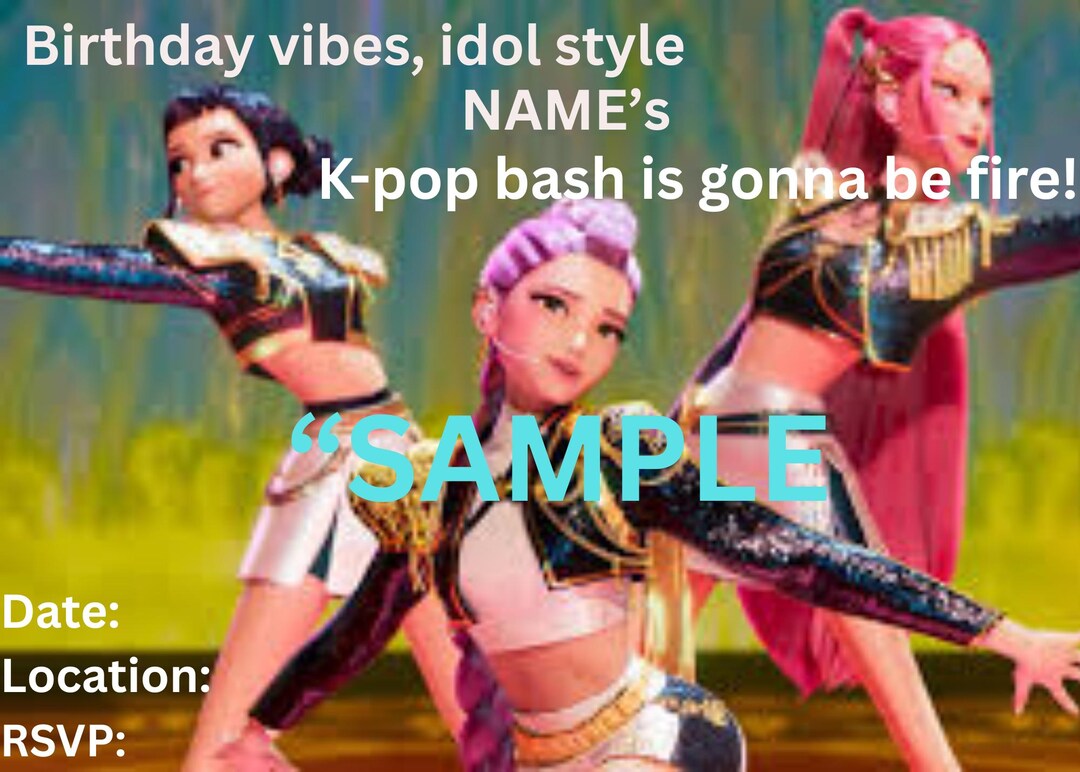 K-pop Demon Hunters Movie - Inspired Customizable Birthday Invitation ...