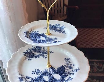 Vintage Plate Tiered Serving Tray