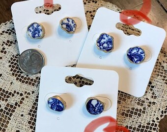 Vintage Plate Stud Earrings