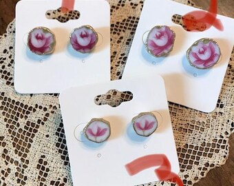 Vintage Plate Stud Earrings